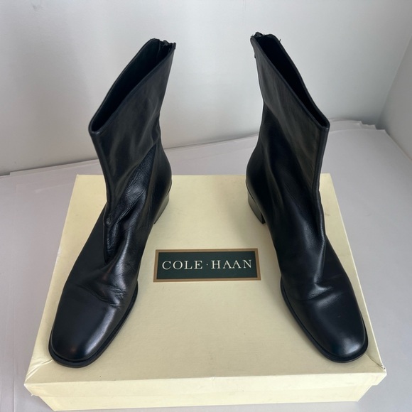 Cole Haan Black Leather Boots Mid Calf Made in Italy size 9 - Picture 1 of 11